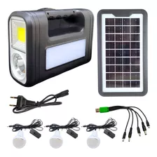 Kit Sistema Solar Bateria Lampião Led Lanterna 3 Lâmpadas 