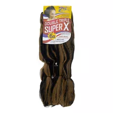 Jumbo Trança 400gramas Cabelo Sintético Jumbão Super X+brind Cor P2/27 Castanho Escuro Com Mechas Mel