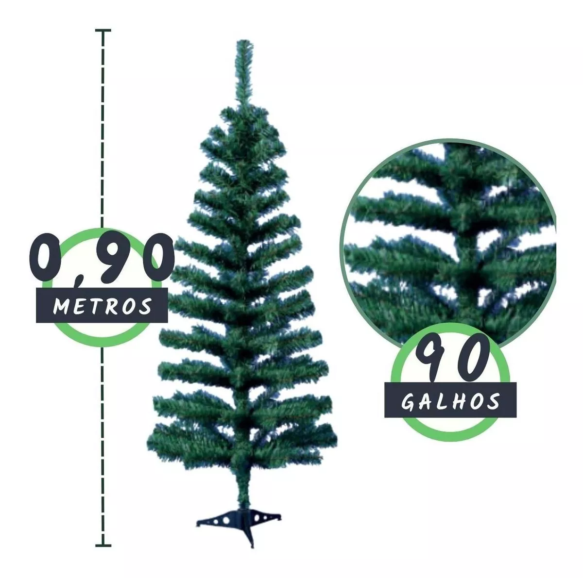 Árvore De Natal 90cm Com 90 Galhos