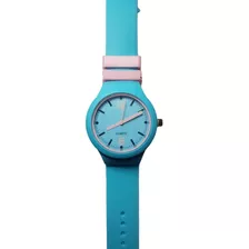 Relogio Pulso Silicone Quartz Semi Numerico Azul Claro Rosa