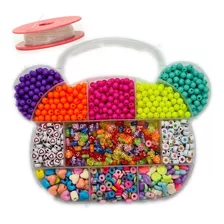 Kit Miçangas Infantil Coloridas P/ Montar Pulseiras 1200 Pçs