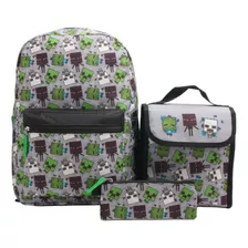 Set 3 Piezas Minecraft (mochila-estuche-lonchera)