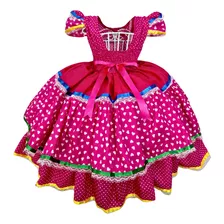 Vestido Festa Junina Caipira Infantil Verde Azul Princesa 