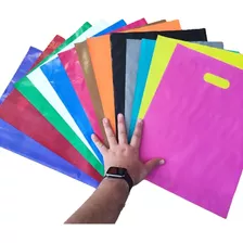 100 Sacolas Plasticas 30x40 Alça Boca Triste P/ Lojas Cor Sortidas