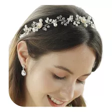 1 Tiara Enfeite Cabelo Noiva Dama Prata Strass Perola 