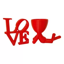 Vaso Decorativo Robert Plant Para Suculentas + Palavra Love