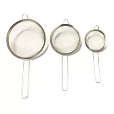 Kit 3 Peneiras Coador De Cozinha Em Aço Inox 10 /14/ 18 Cm