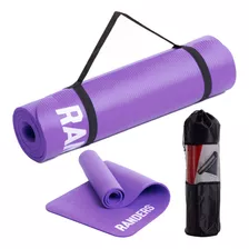 Alfombra Mat De Yoga Pilates Ejercicios Fitness 10mm Con Funda Randers Color Violeta