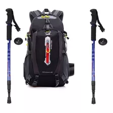 Mochila Trekking + 2 Bastones De Trekking - Outdoor