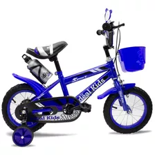 Bicicleta Urbana Infantil Lo Ideal Kids R12 1v Frenos Caliper Color Azul Con Ruedas De Entrenamiento