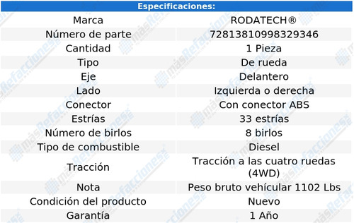 1 Maza De Rueda Del Sierra 3500c V8 6.6l 07 Rodatech Foto 5