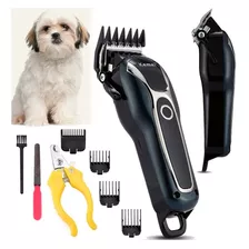  Maquina Tosar Cães Pet Recarregável Profissional Kit Completo Com Cortador Unha Pente Escova Bivolt Kemei Original