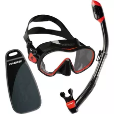Combo Cressi F- Dual & Supernova Dry Snorkeling Y Buceo Color Negro/rojo