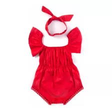 Body De Bebe Menina Vermelho Infantil 100% Algodão Superluxo