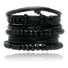 Kit De Pulseiras Universo Maschio Naútico Preto Ajustável