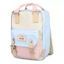 Mochila Bolso Himawari Urbana Legitima Color Rosa Y Beige