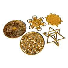 5 Mandalas Geometria Sagrada 20cm Cada Mdf 3mm Cubo Metatron