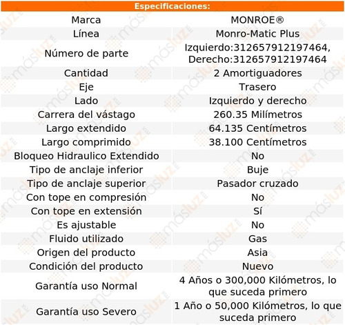 Kit 2 Amortiguadores Tra Monro-matic Plus Mountaineer 97/01 Foto 3