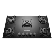 Cooktop 5 Bocas Continental A Gás De Vidro Temperado Preto 