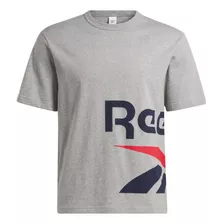 Playera Reebok Deportiva Side Vector Ss Gris Hombre