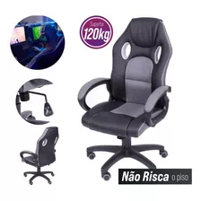 Cadeira Gamer Reclinável Giratória Ergonômica Zone Race Cor Preto/cinza