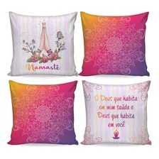 Kit 4 Almofadas Cheias Decorativas Para Sofá Casa Lar Frases