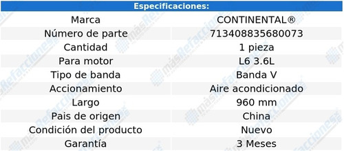 Banda V Aire Acondicionado 960 Mm Xj6 L6 3.6l 87-89 Foto 4