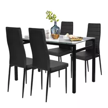 Juego De Comedor De Estilo Moderno (1 Mesa Y 4 Sillas) Color Negro