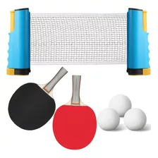 Set 2 Paletas Ping Pong Donic 100 3 Pelotitas Y Red Flex Net Color Negro Tipo De Mango St (recto)