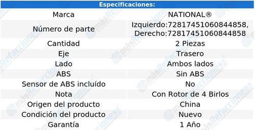 Par De Mazas Traseras Sin Abs Almera De 2001 A 2005 National Foto 4