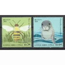 2021 Europa- Vida Silvestre Abeja Foca- Chipre (sellos) Mint