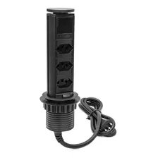 Torre De Tomadas Preta 10 Amperes Com 3 Tomadas Multiplug Cor Preto