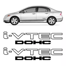 Par Adesivo Porta Honda New Civic I-vtec Dohc Preto Ivtec