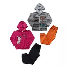 Kit 5 Conjunto Infantil Moletom Feminino Masculino Inverno 