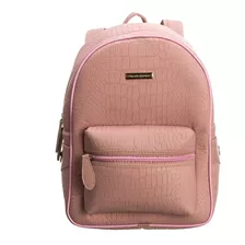 Mochila Feminina Escolar Croco Rosê Nanda Ramos