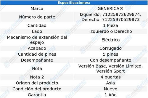 Espejo Elect Corrug C/desemp 5 Pines Commander 06-08 Foto 2