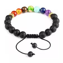 Brazalete Pulsera 7 Chacras Piedra Lava Natural Yoga Energía