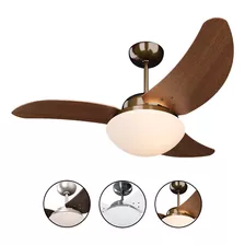 Ventilador Teto Tron Solano 3 Pás Mdf Bronze 110cm Led 220v