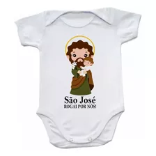 Body Bebê Elastano Religioso Santo São José Rogai Por Nós