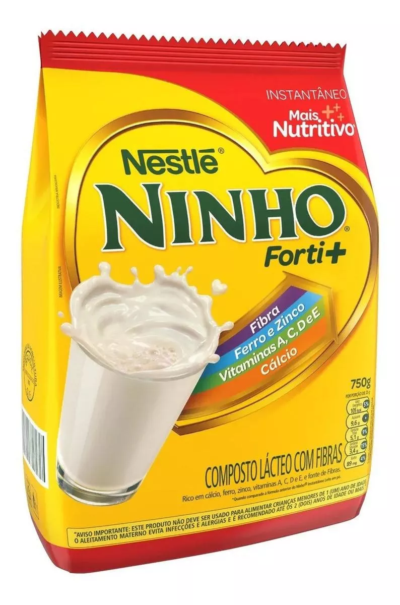Fórmula Infantil Em Pó Nestlé Ninho Forti+ Instantâneo  Em Saco De 750g - 12 Meses 2 Anos