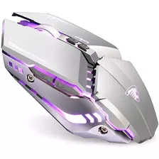 Mouse Inalambrico Tenmos T12 Led Rgb 7 Botones Plateado