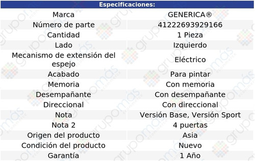 Espejo Izquierdo C/direcc C/memo Mdx 07 Al 09 Foto 2