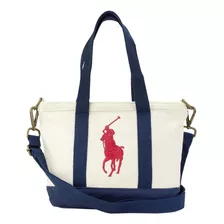 Bolsa Ralph Lauren Crossbody Tela Con Cierre Blanca