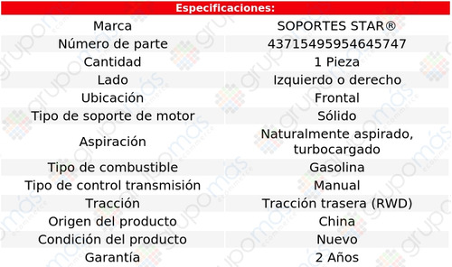 Soporte Motor Del Izq/der S Star Mazda Miata L4 1.8l 99 A 05 Foto 2