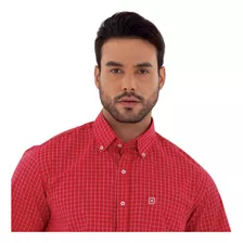 Camisa Masculina Txc Custom Xadrez Vermelho Manga Curta