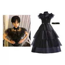 Vestido Baile Festa Wandinha Vandinha Addams Halloween