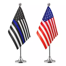 Zxvzyt Paquete De 2 Banderas De Mesa De Policia De Estados U