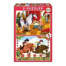 Puzzle Eduka Cuidando Caballos 2 X 48 Pcs. - Giro Didáctico