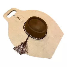 Sombrero Paño Huaso Cafe -detalle En Seda +porta Sombrero.