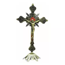 Crucifixo De Mesa De Metal 32 Cm.
